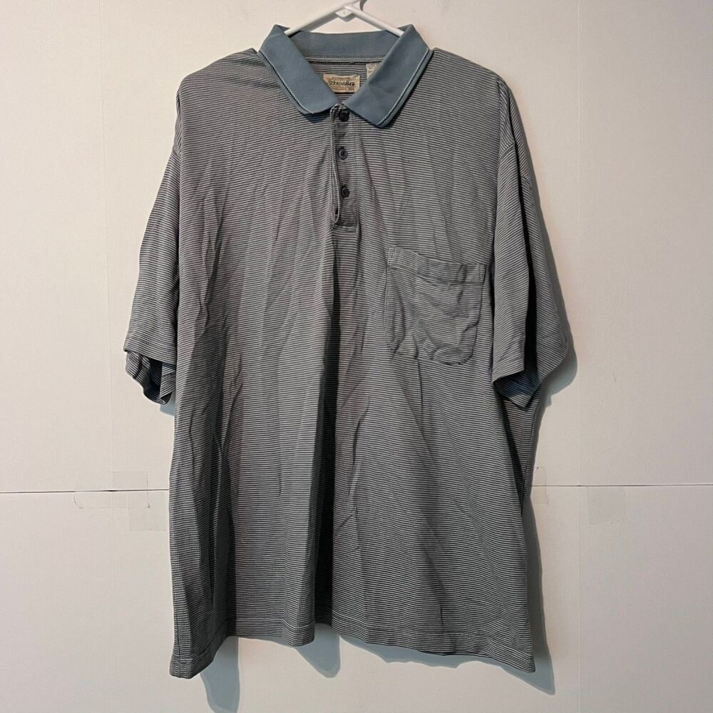 Vintage St Johns Bay Mens Polo Shirt Size 2XL Grey Check Made In India